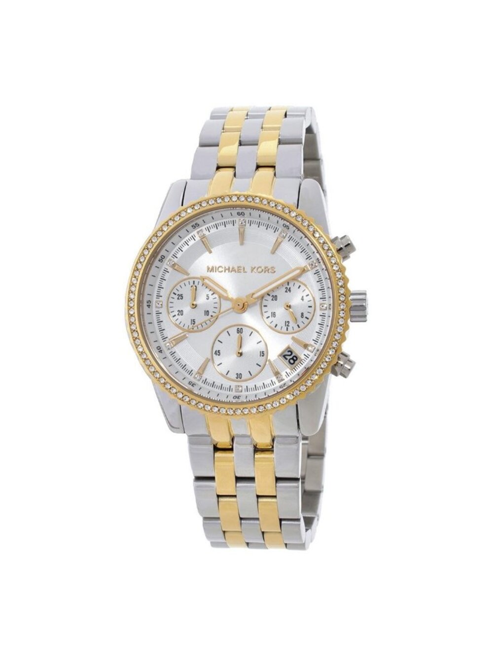 NWT Michael Kors Mini Bryant Chronograph Quartz Silver Dial Ladies Watch